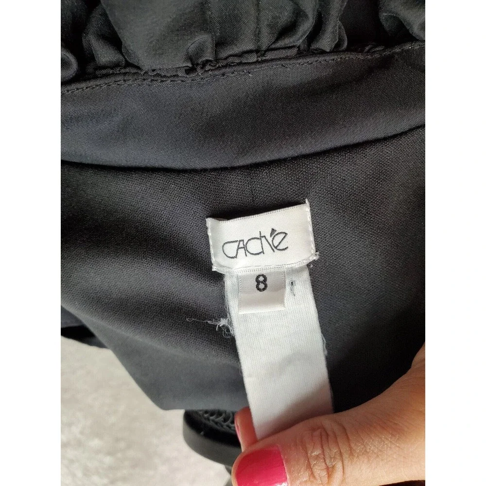 Cache Black Ruffle Halter Cocktail Dress - Picture 9 of 10